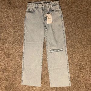Zara straight fit high rise jeans